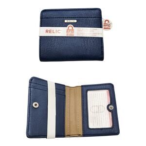 NWT Relic Blue Bifold RFID Security Shielding Snap Button Closure Women's Wallet